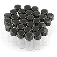 30pcs 5 ml Claro botellas de vidrio con tapón de rosca de plástico negro vacío viales tarros de muestra